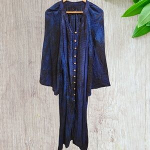Kantha Bae Silk Woodstock Duster Dress in Blue One Size